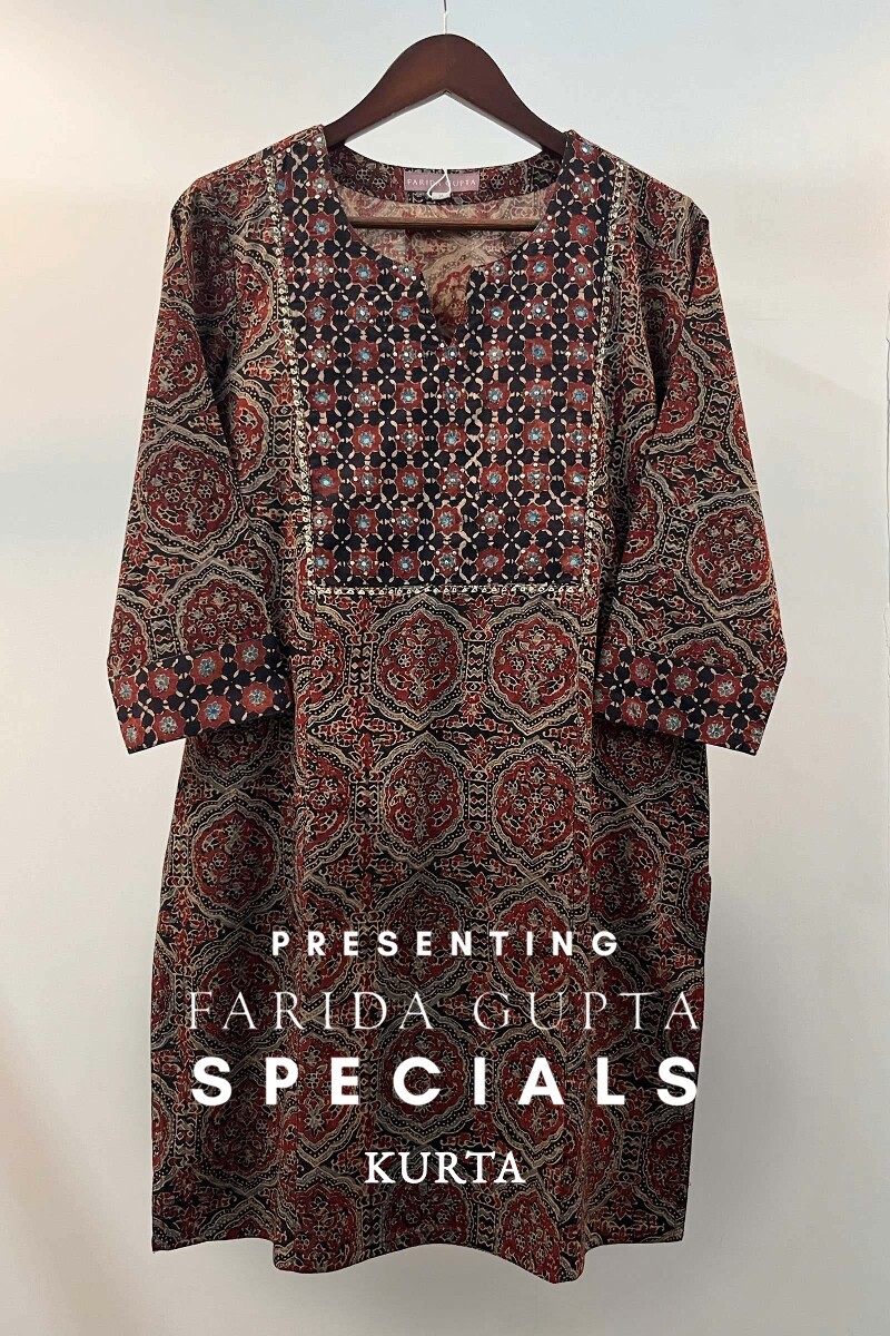 FG Specials: 1 of 1- Black Hand Block-Printed Cotton Kurta