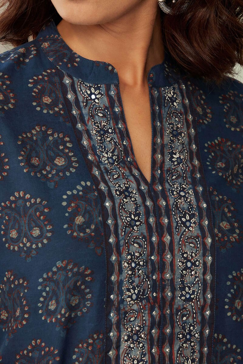 Akola Hand Block-Printed Straight Cotton Kurta