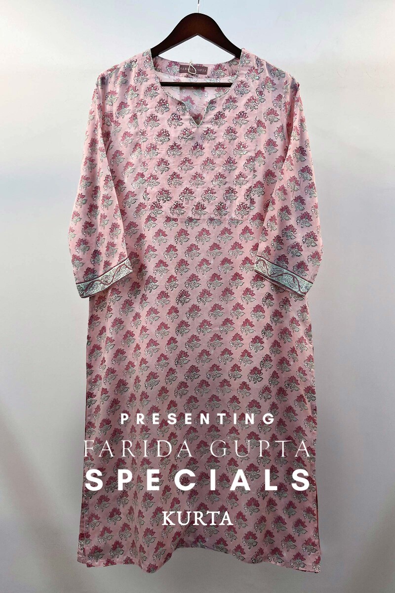 FG Specials: 1 of 1- Pink Hand Block-Printed Modal Kurta