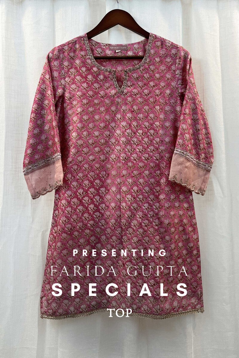 FG Specials: 1 Of 1- Pink Hand Block-Printed Chanderi Kurta