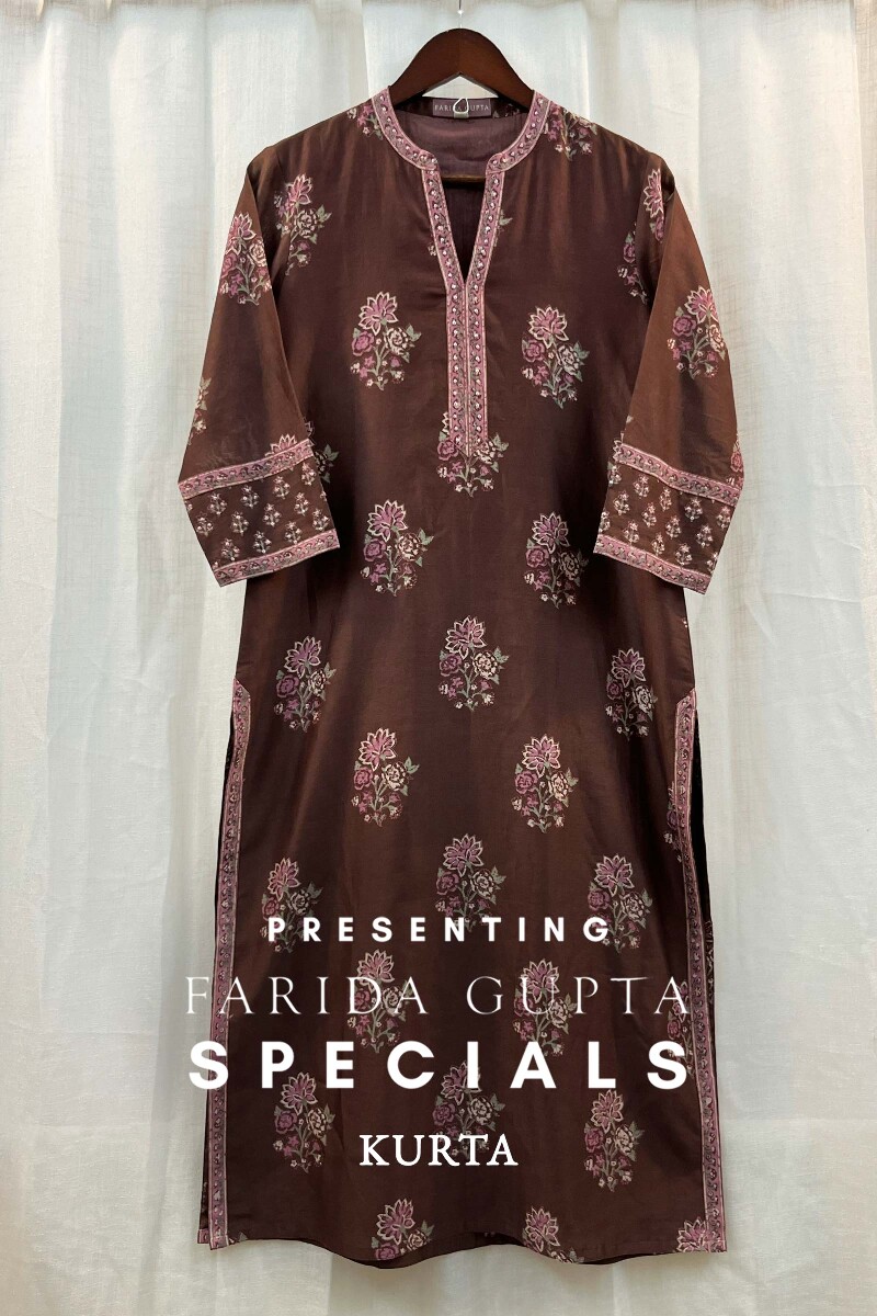 FG Specials: 1 Of 1- Brown Handcrafted Chanderi Kurta