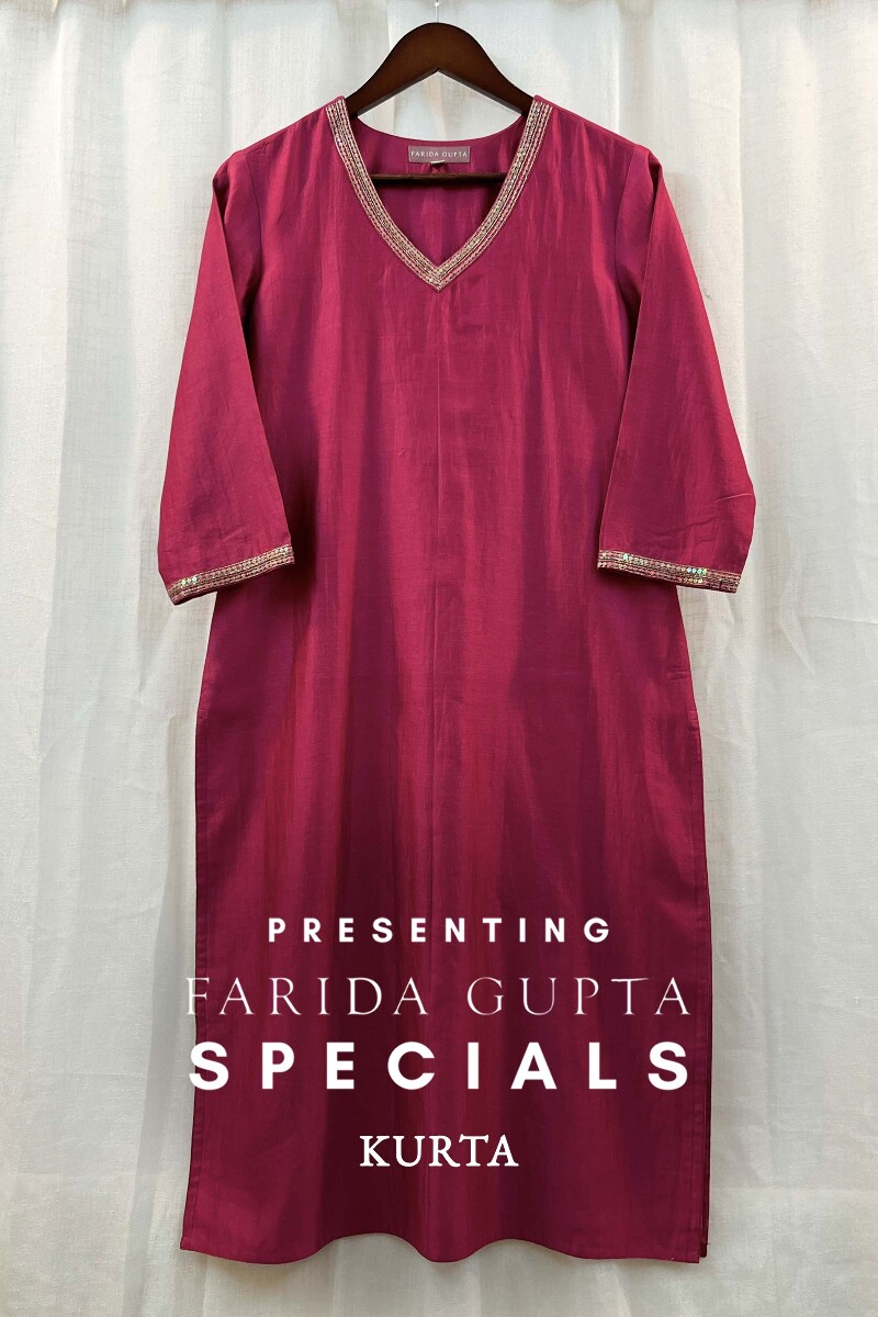 FG Specials: 1 Of 1- Pink Handcrafted Chanderi Kurta