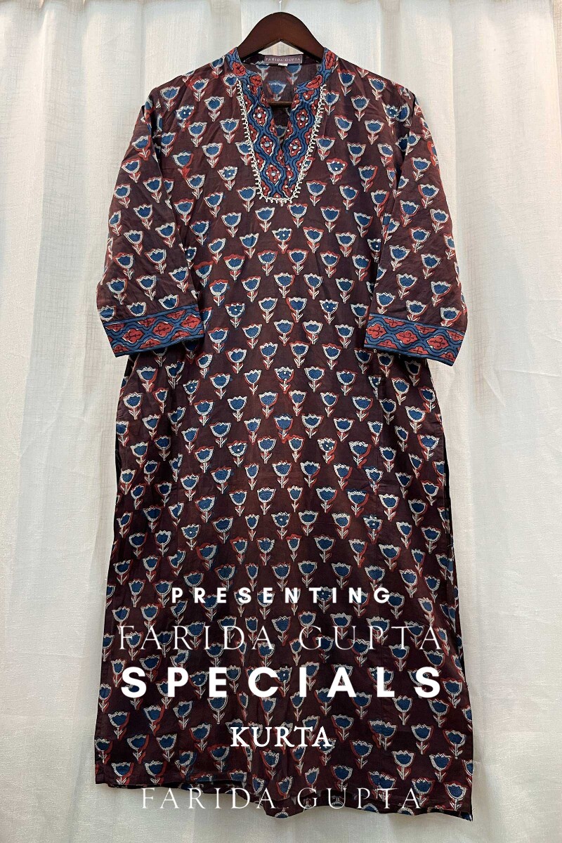 FG Specials: 1 Of 1- Bagru Hand Block-Printed Straight Cotton Kurta