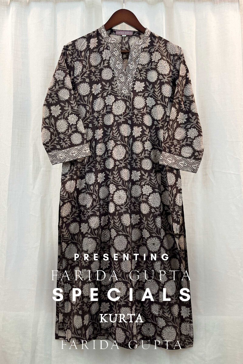 FG Specials: 1 Of 1- Brown Hand Block-Printed Cotton Kurta