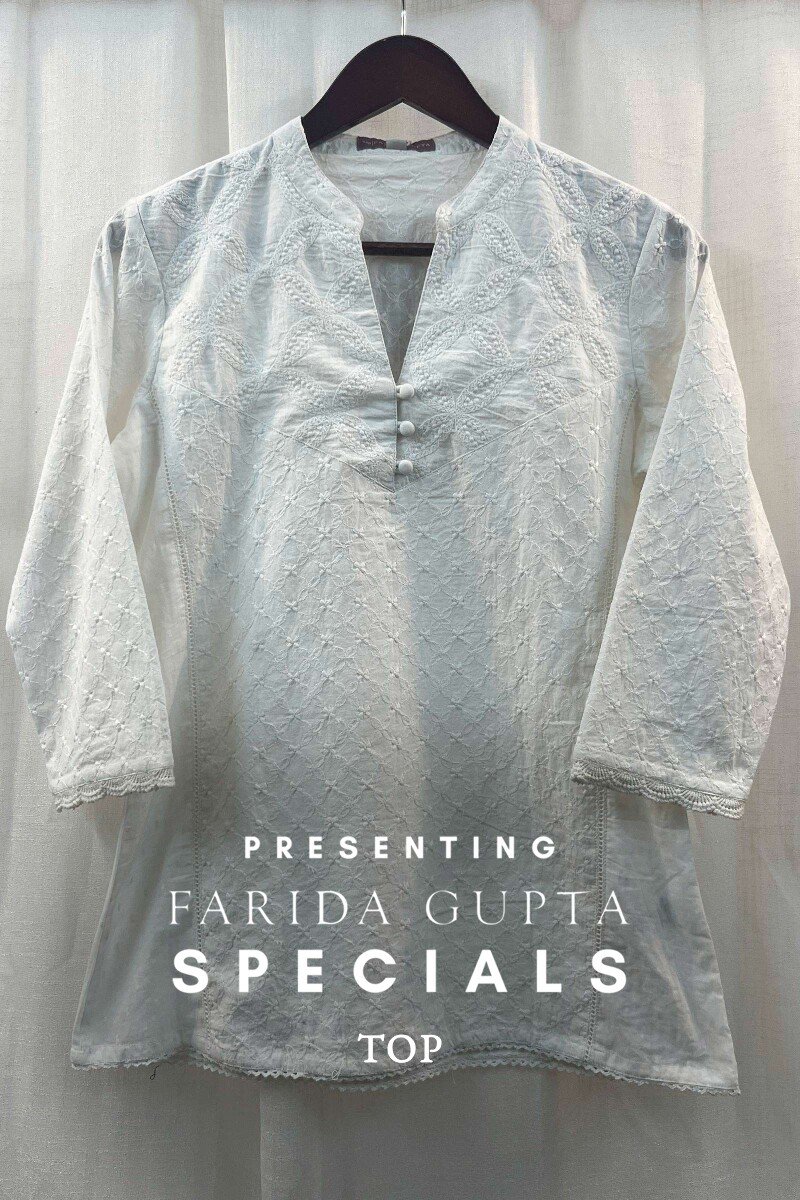 FG Specials: 1 of 1- White Handcrafted Cotton Top