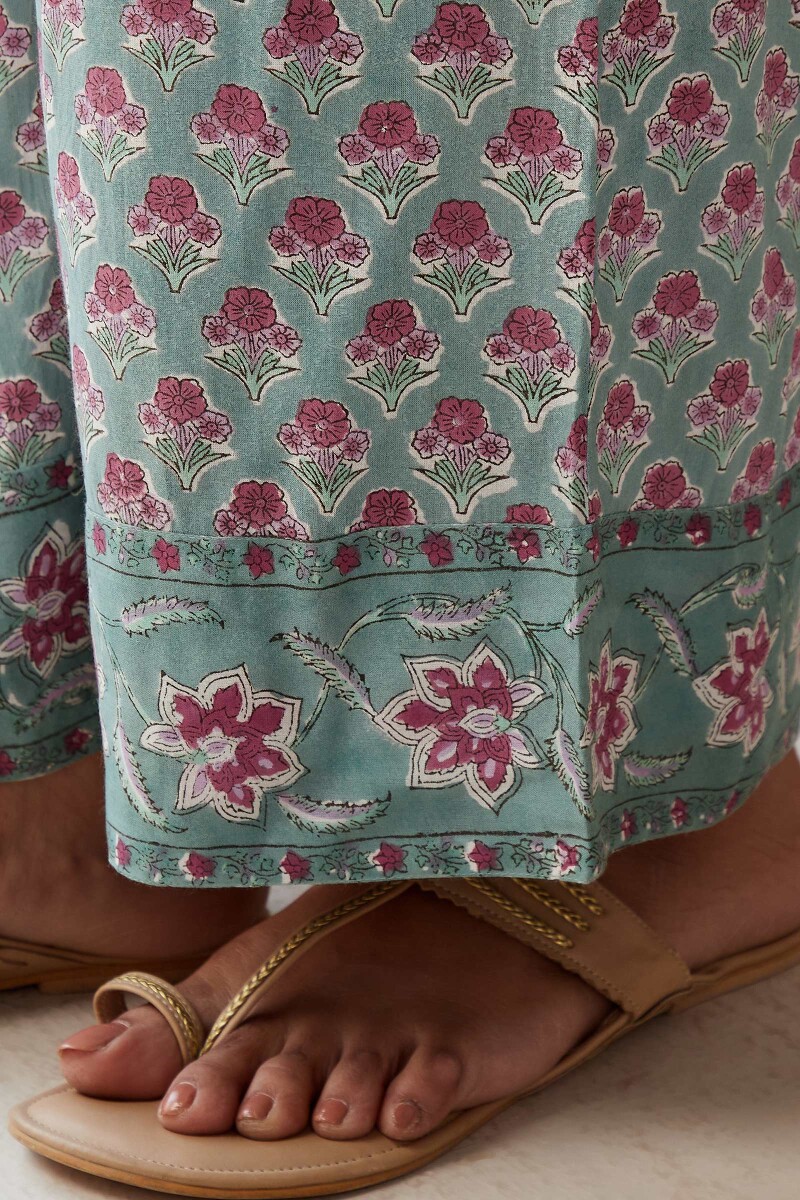 Green Hand Block-Printed Viscose Farsi