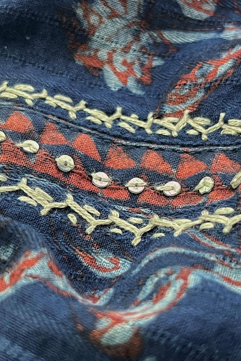 Akola Hand Block-Printed Cotton Dobby Top