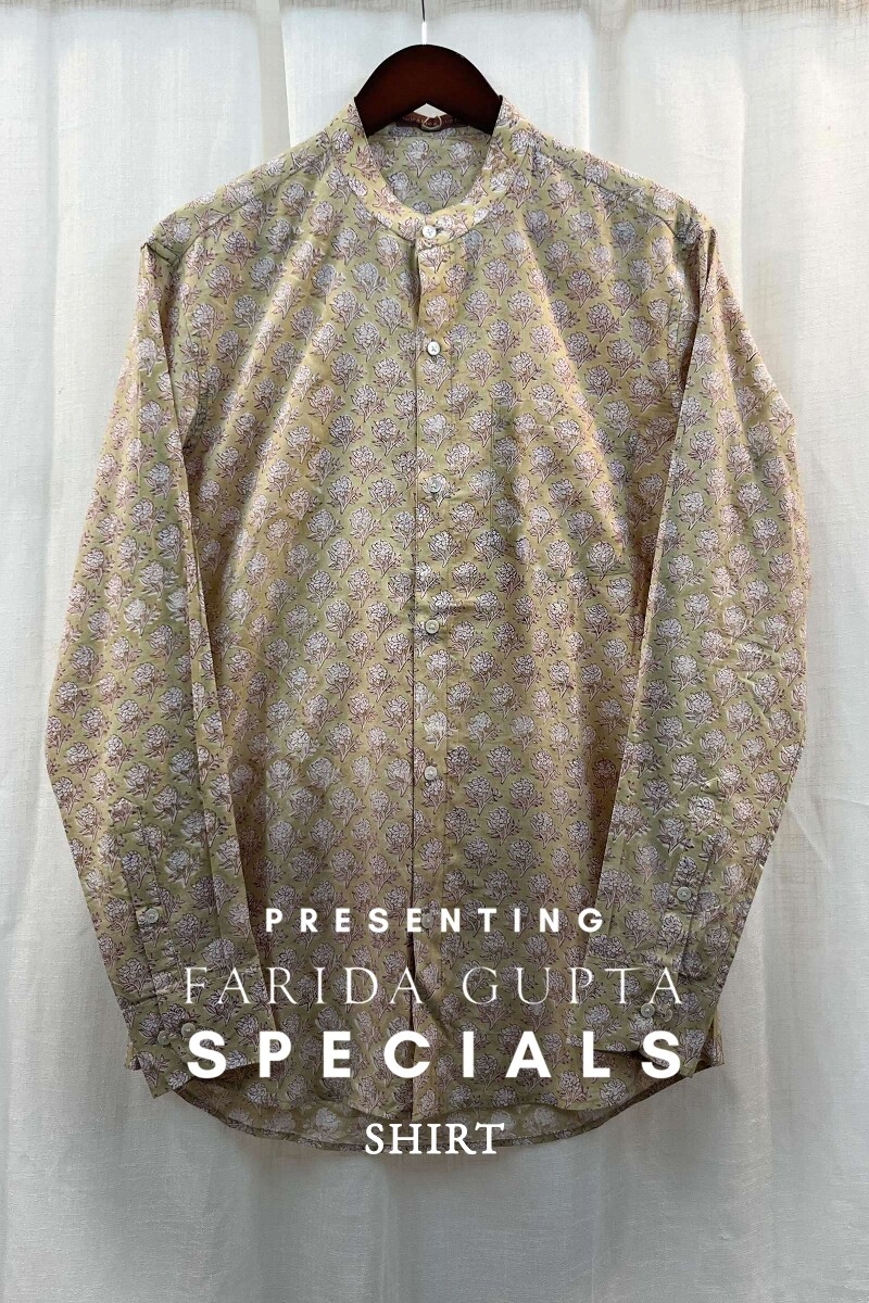 FG Specials: 1 Of 1- Men's Green Hand Block-Printed Cotton Shirt
