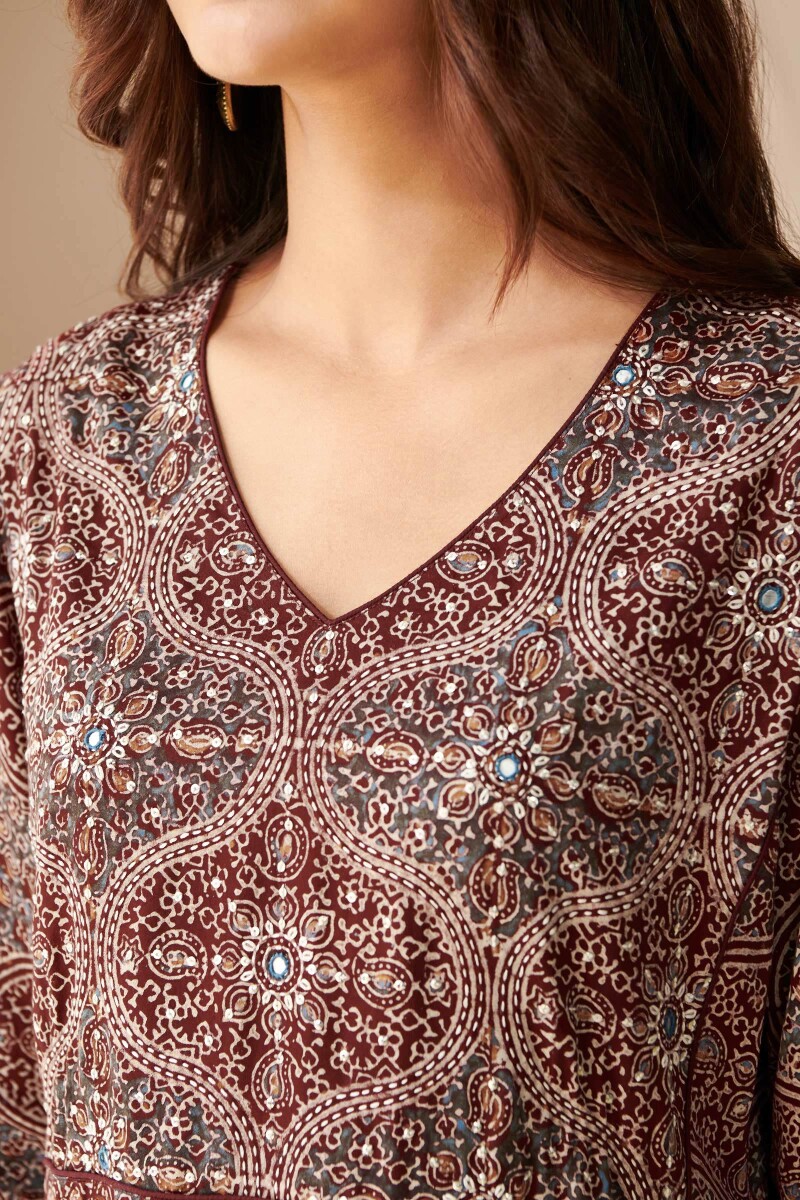 Ajrak Hand Block-Printed Straight Modal Kurta