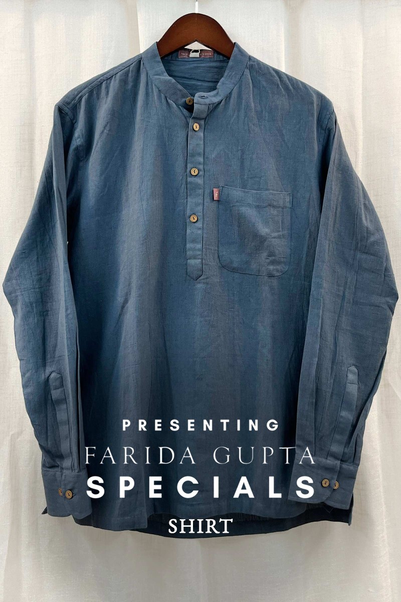FG Specials: 1 Of 1- Men's Blue Handcrafted Handloom Shirt