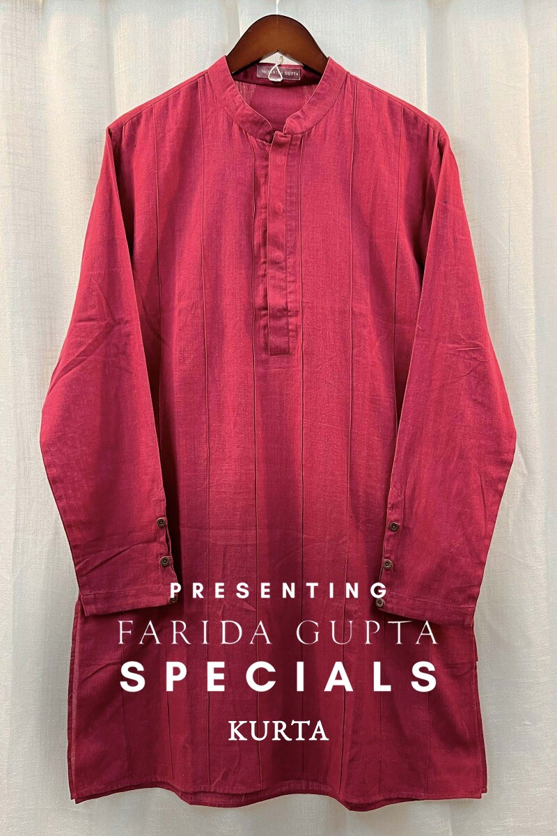 FG Specials: 1 Of 1- Men's Red Handloom Kurta