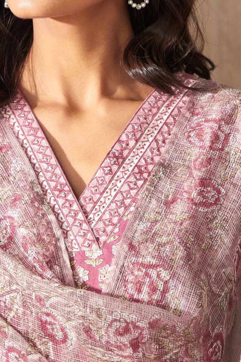 Brown Hand Block-Printed Kota Dupatta