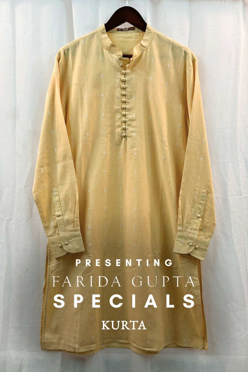 FG Specials: 1 Of 1- Men's Yellow Handcrafted Handloom Kurta