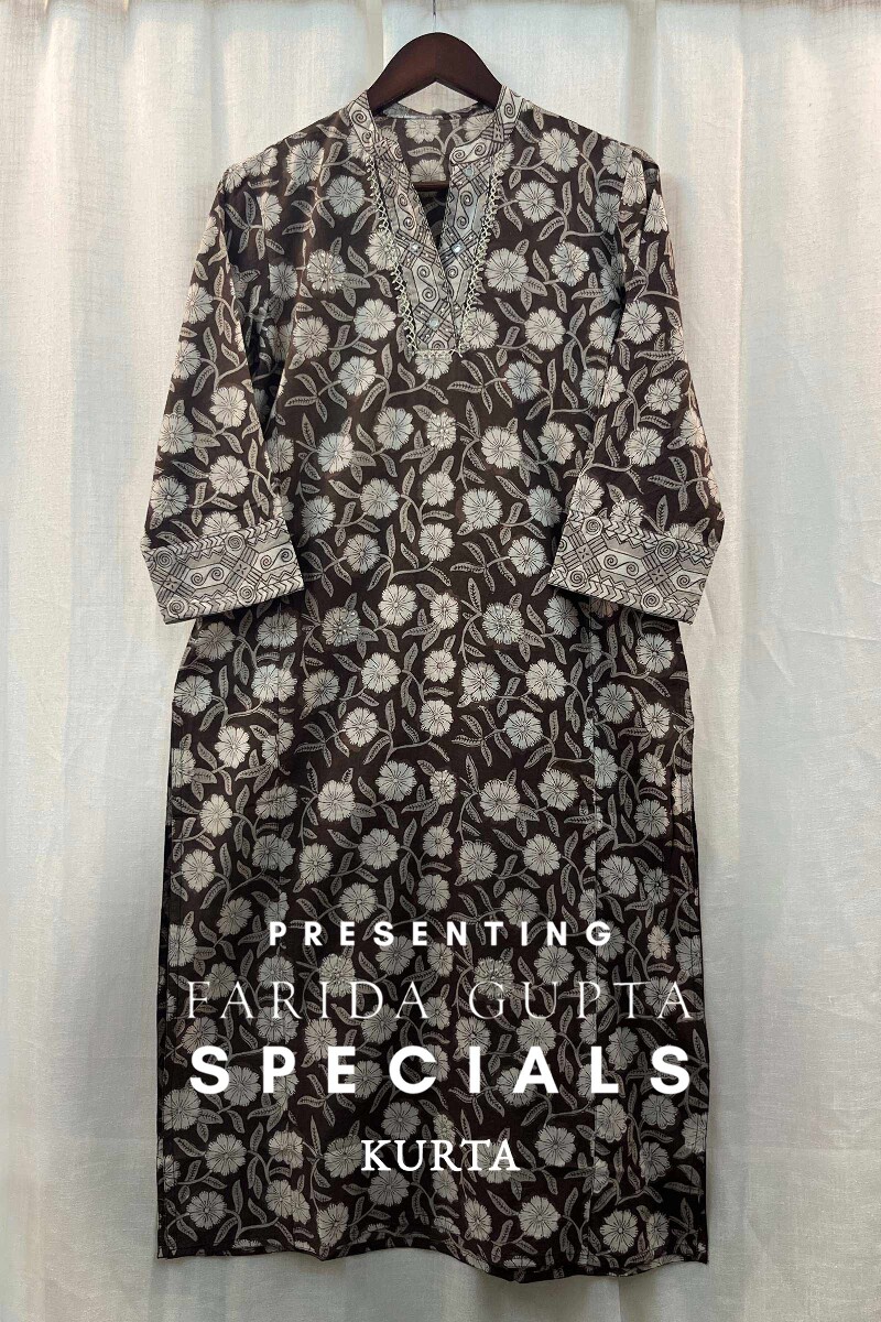 FG Specials: 1 of 1- Brown Hand Block-Printed Cotton Kurta
