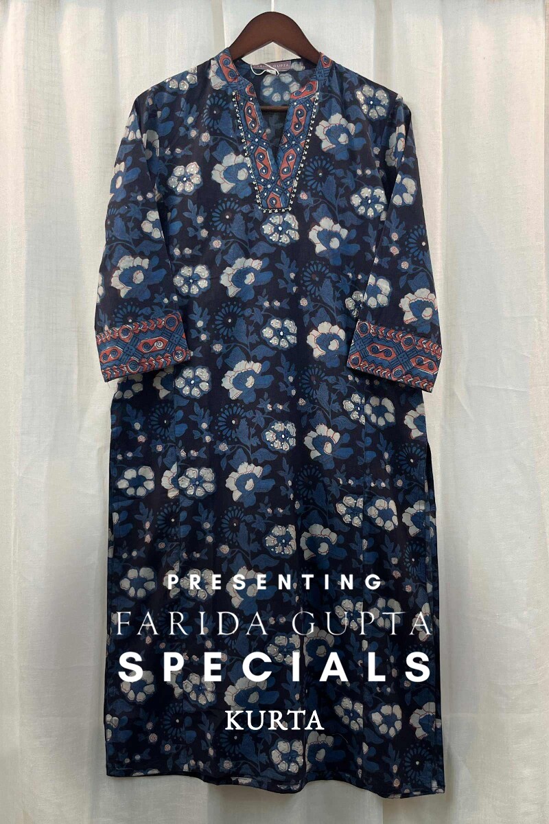 FG Specials: 1 of 1- Black Hand Block-Printed Straight Cotton Kurta