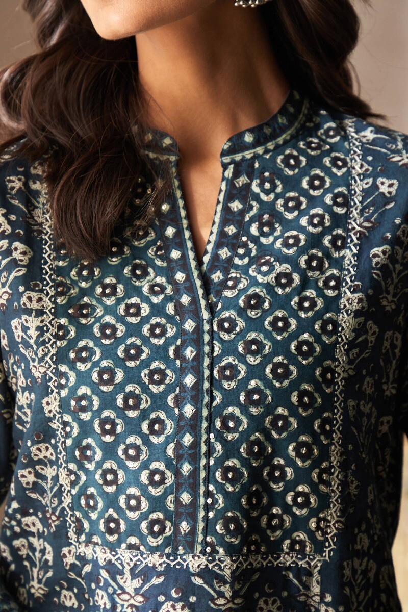 Bagru Hand Block-Printed Straight Cotton Kurta