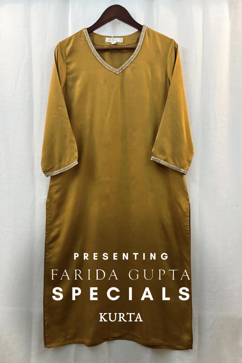 Mustard Handcrafted Viscose Kurta