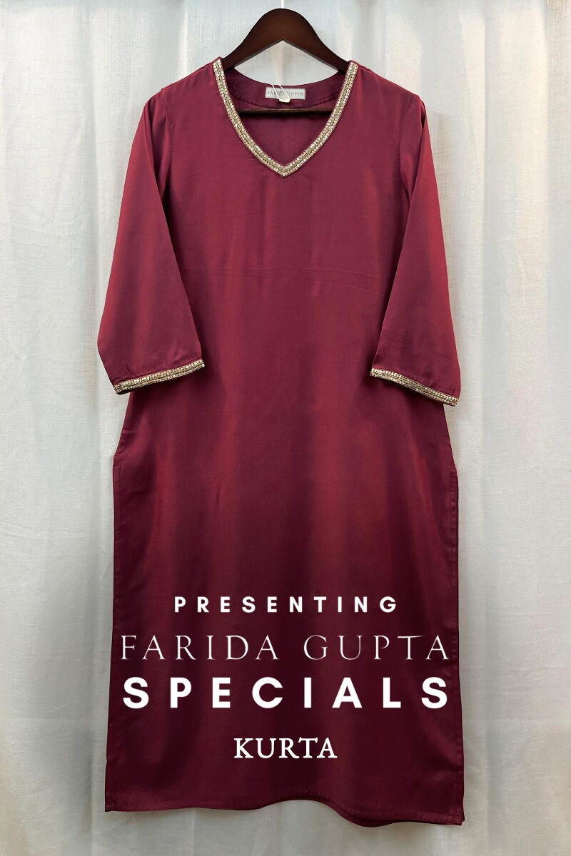 Pink Handcrafted Straight Viscose Kurta