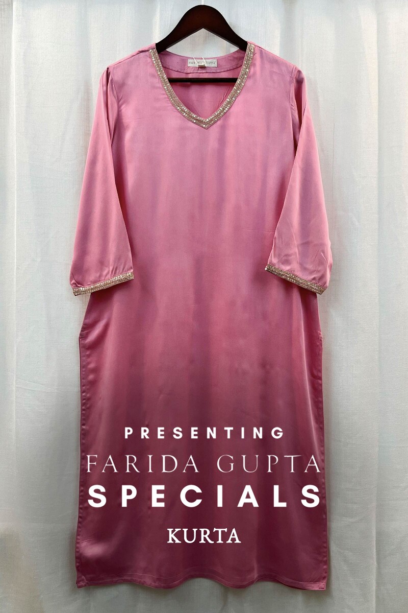 Pink Handcrafted Viscose Kurta