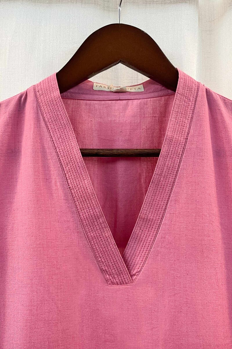 Pink Handcrafted Handloom Kurta