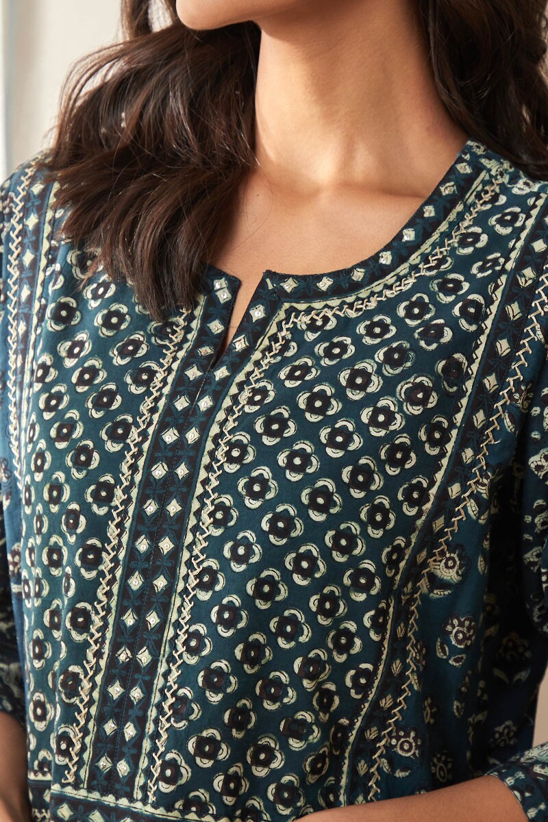 Bagru Hand Block-Printed Cotton Kaftan