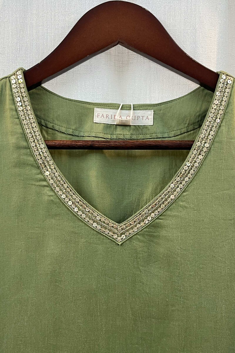 Green Handcrafted Viscose Kurta