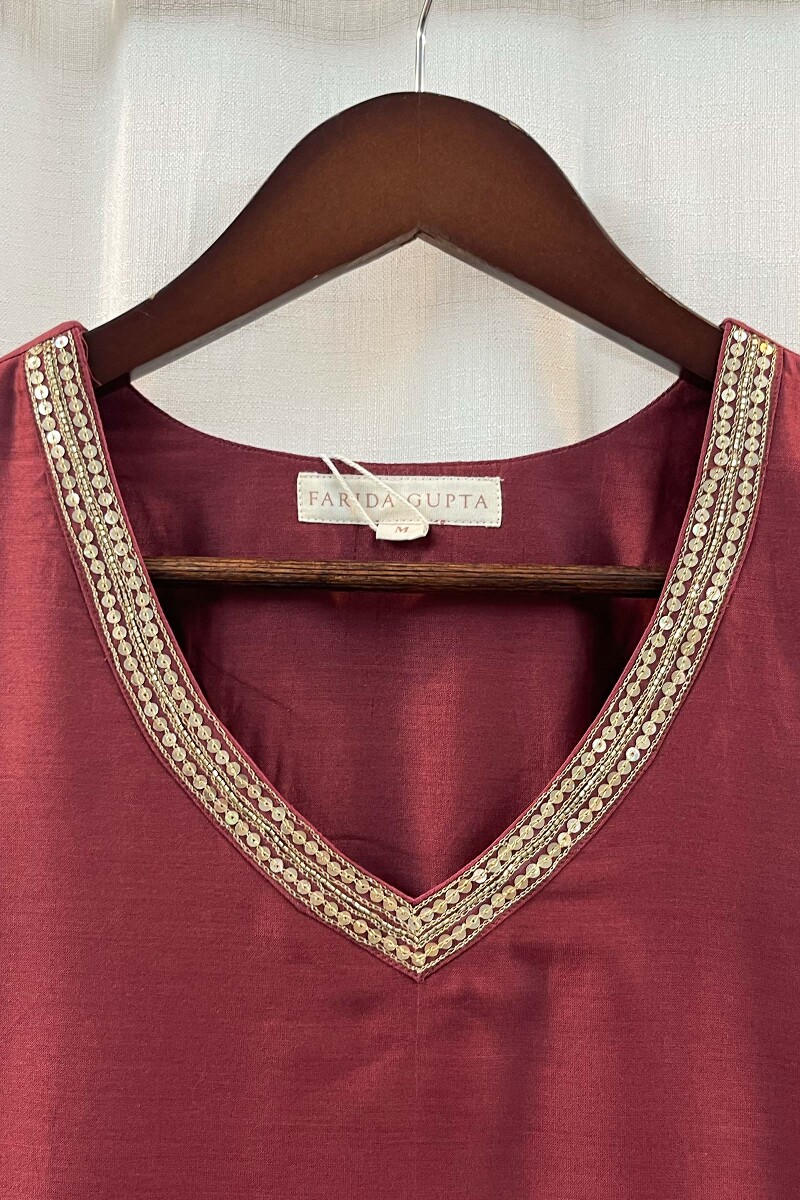 Maroon Handcrafted Chanderi Kurta