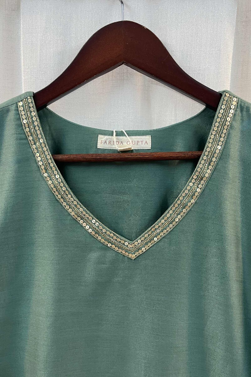 Green Handcrafted Chanderi Kurta