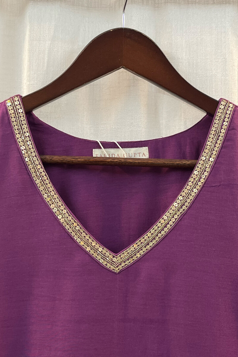 Purple Handcrafted Chanderi Kurta