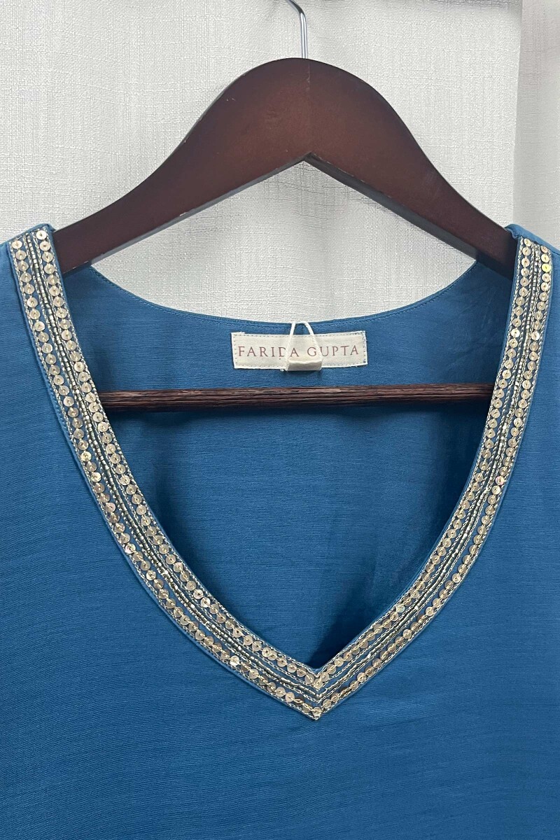 Blue Chanderi Kurta