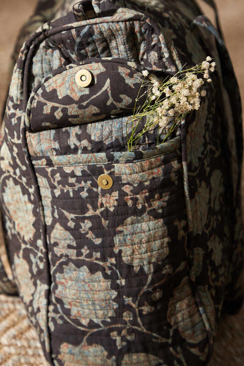 Akola Hand Block-Printed Cotton Duffel Bag