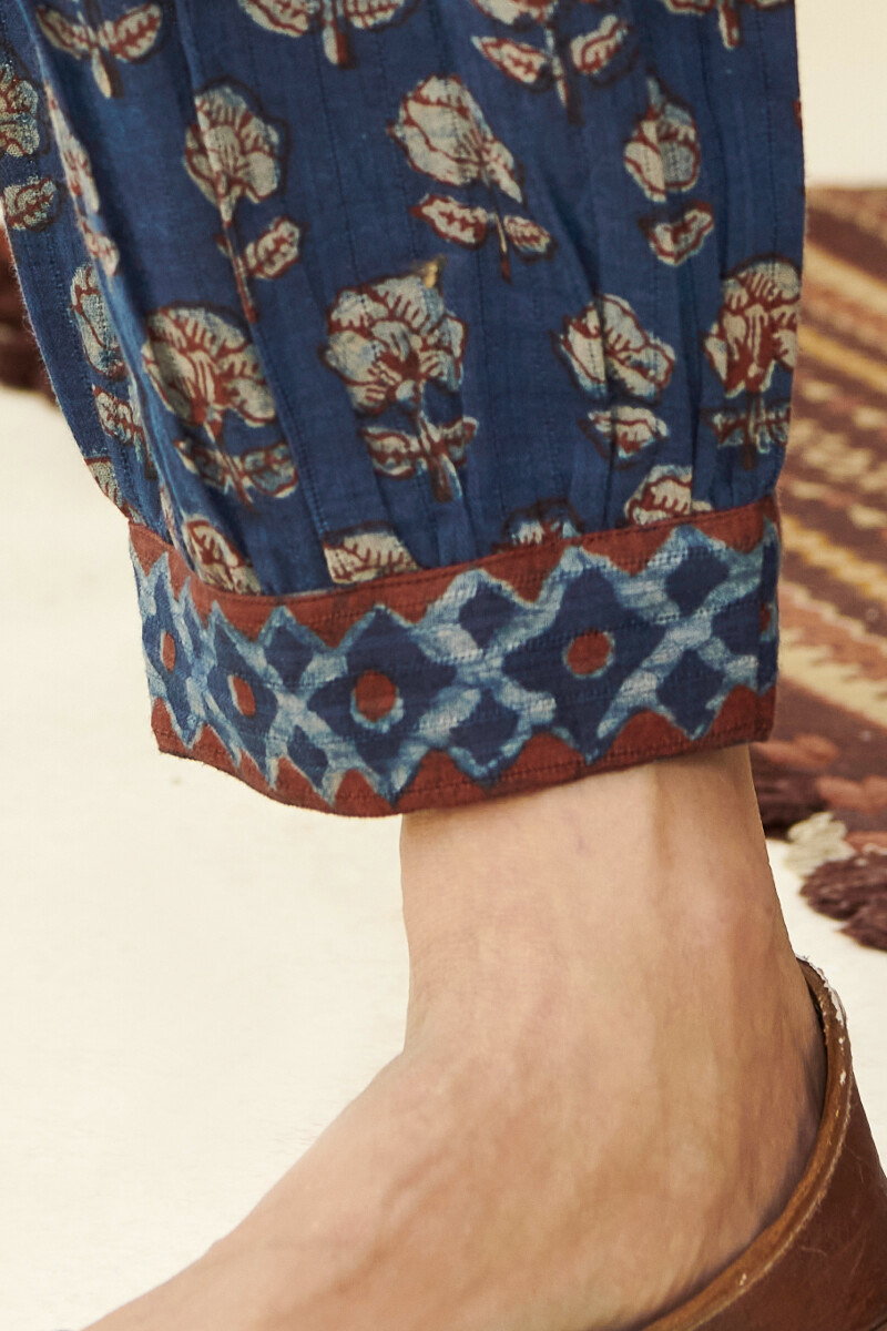 Akola Hand Block-Printed Cotton Dobby Izhaar Pants