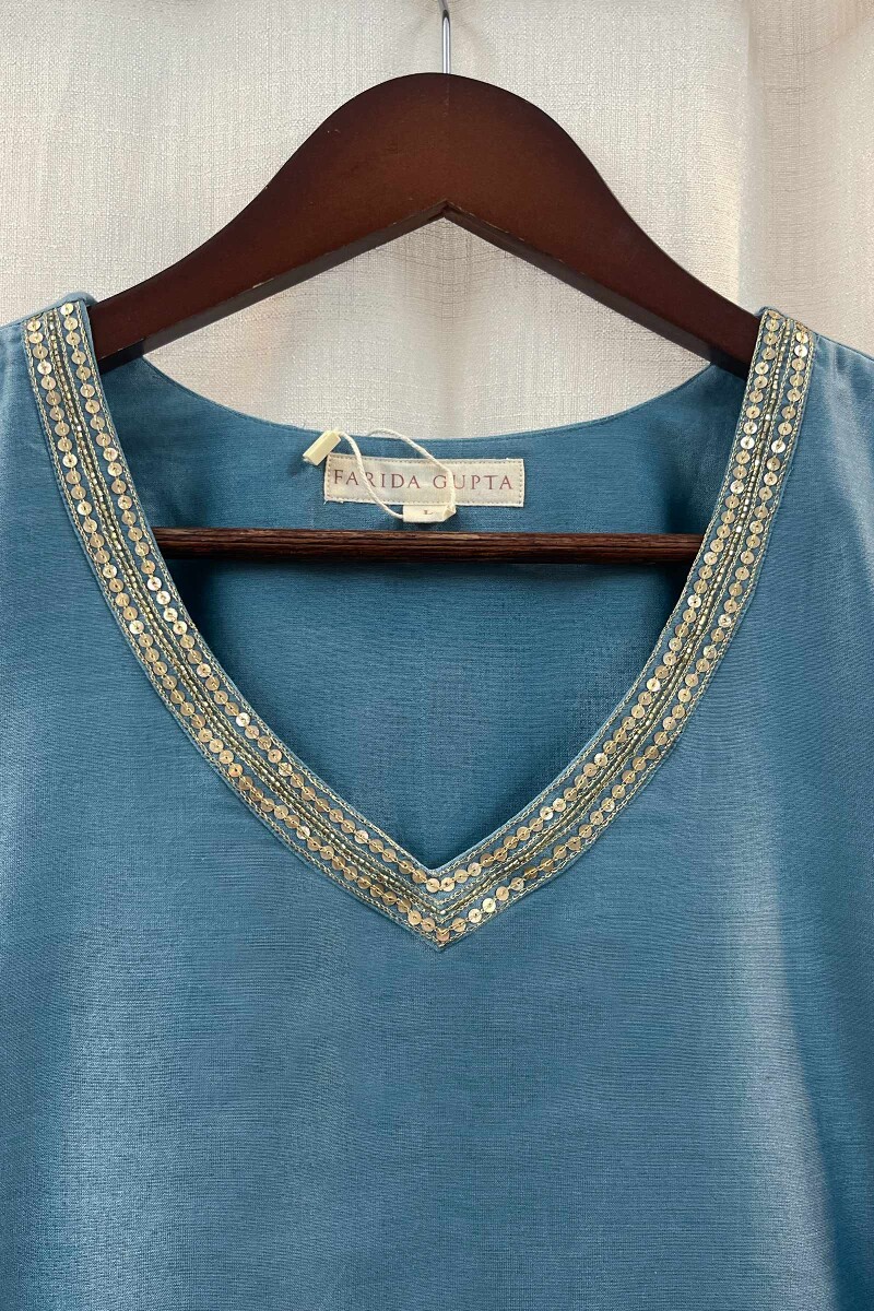 Blue Handcrafted Chanderi Kurta