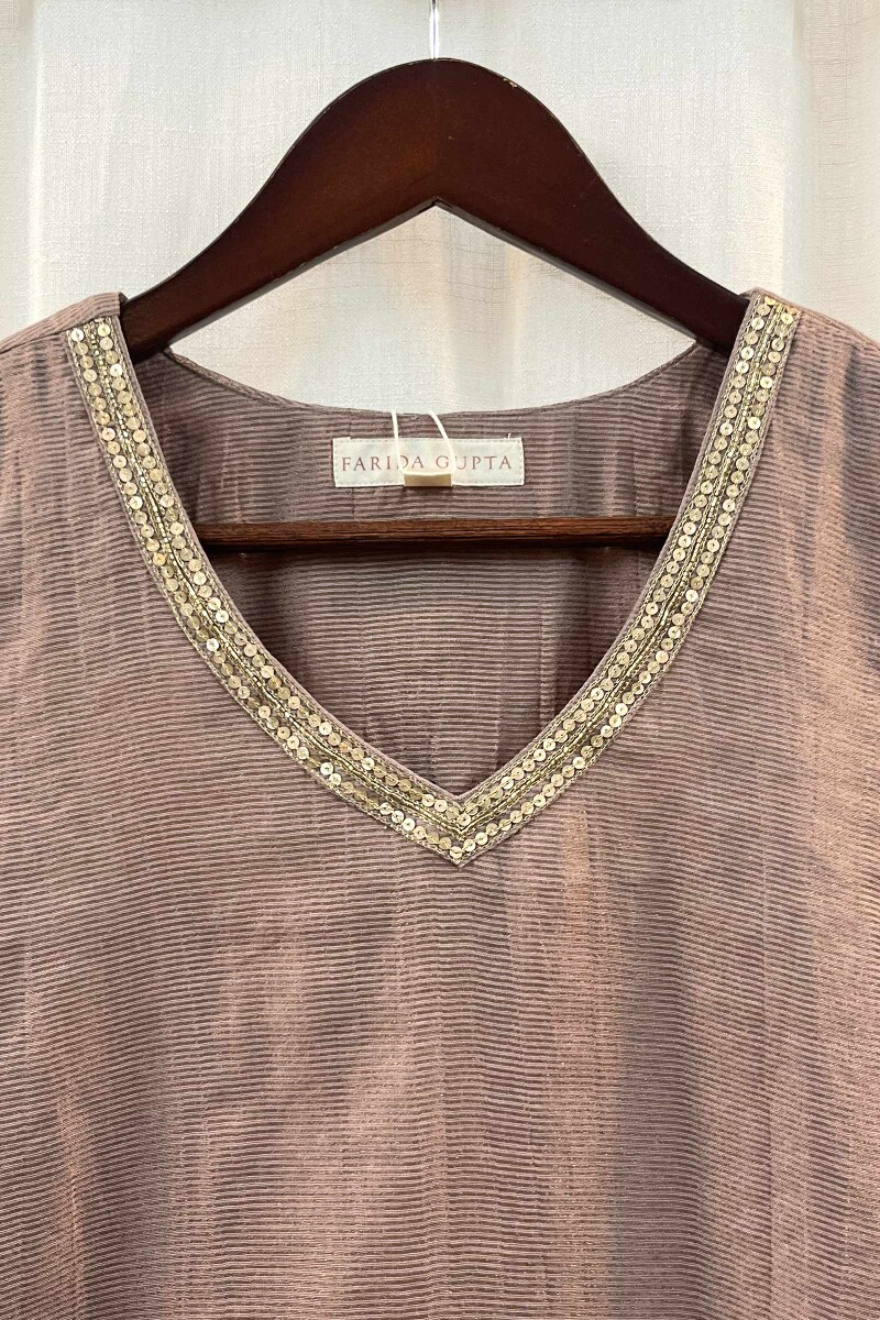 Brown Handcrafted Chanderi Kurta