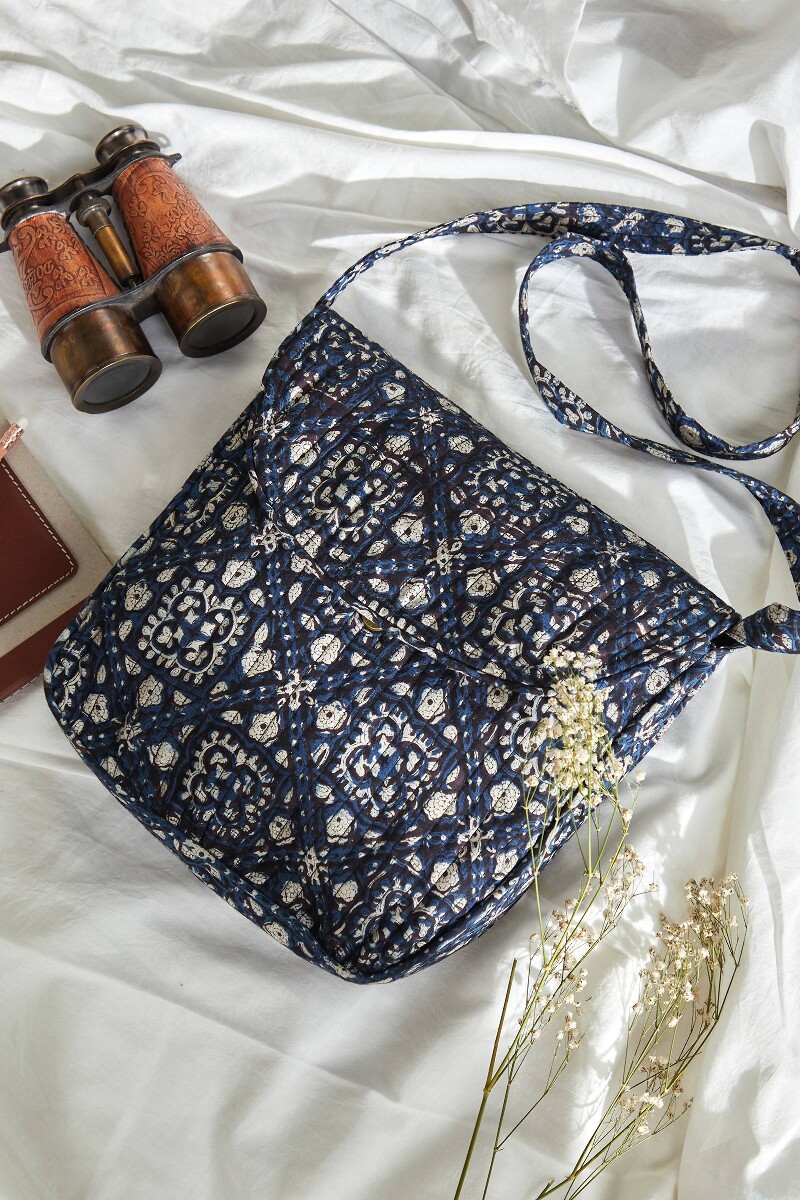 Bagru Hand Block-Printed Cotton Crossbody Bag