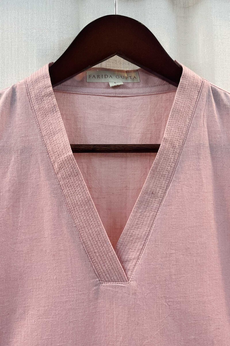 Light Pink Handcrafted Straight Handloom Cotton Kurta