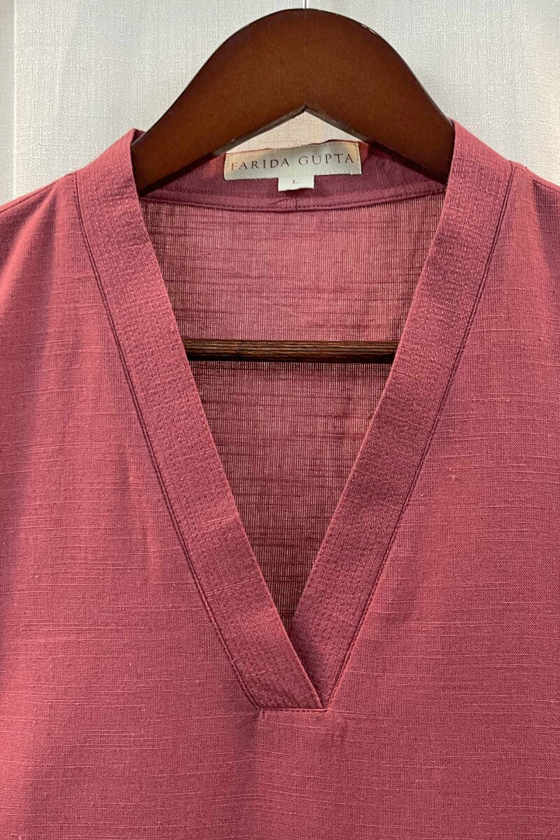 Pink Handcrafted Straight Handloom Cotton Kurta
