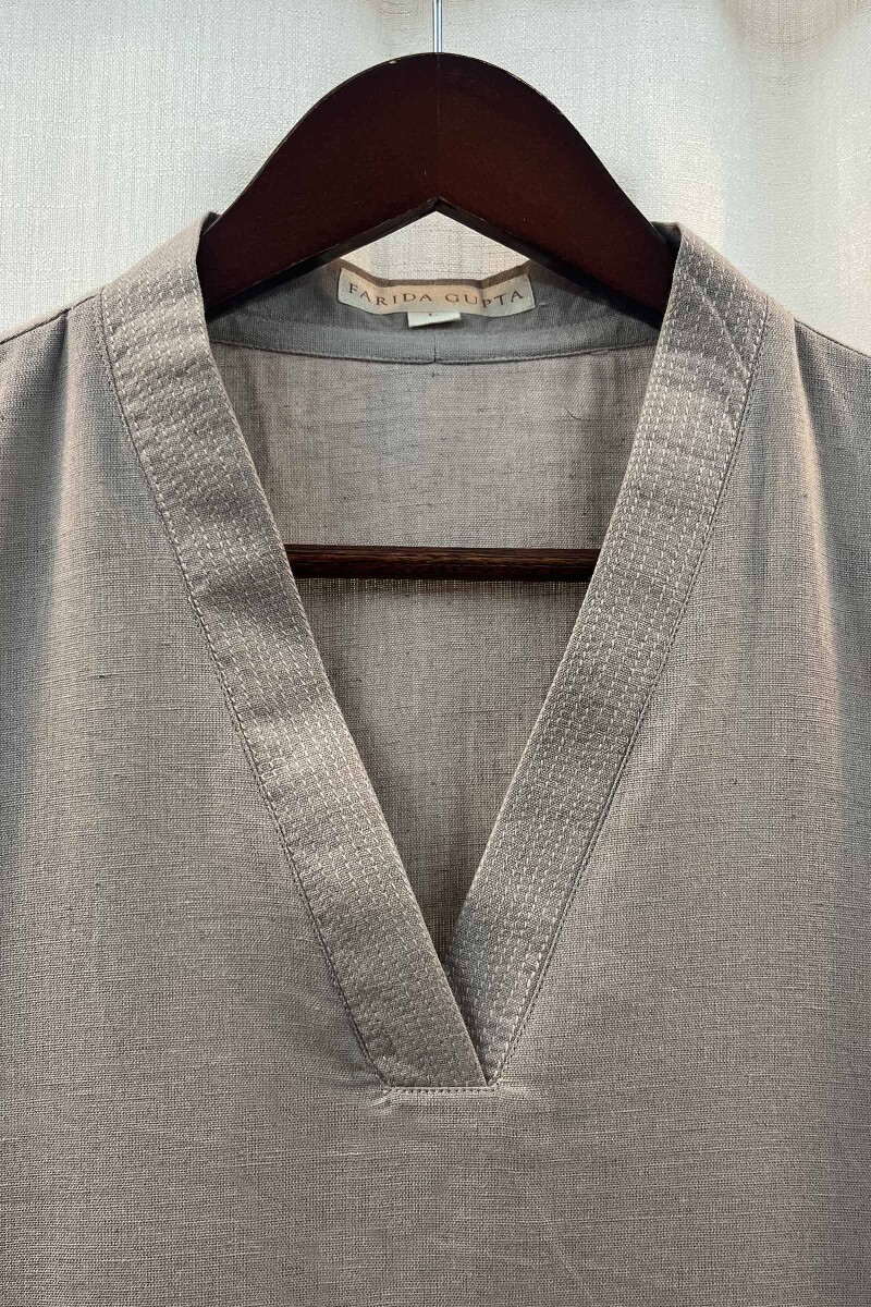 Light Brown Handcrafted Straight Handloom Cotton Kurta