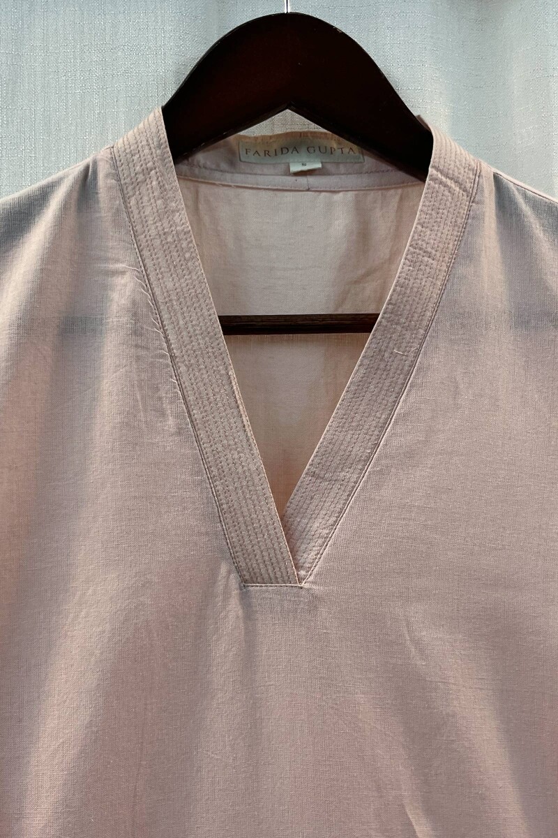 Light Pink Handcrafted Straight Handloom Cotton Kurta