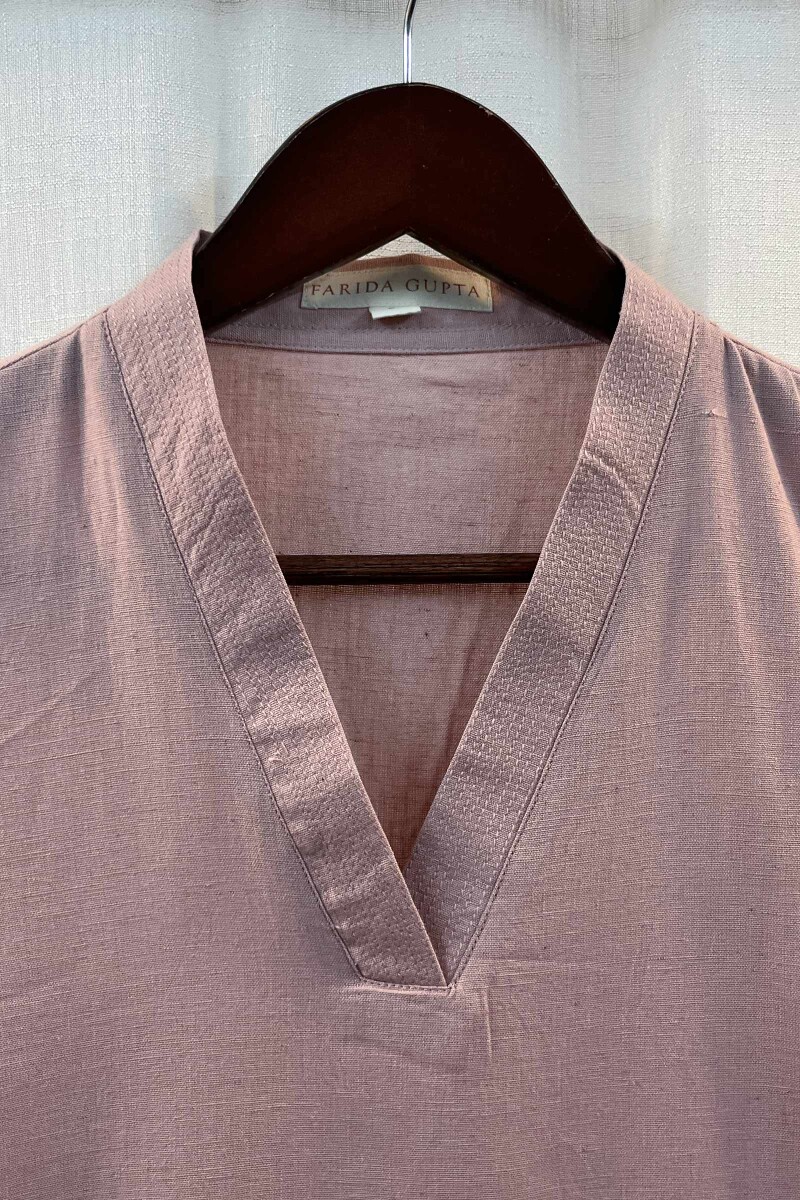 Pink Handcrafted Straight Handloom Cotton Kurta