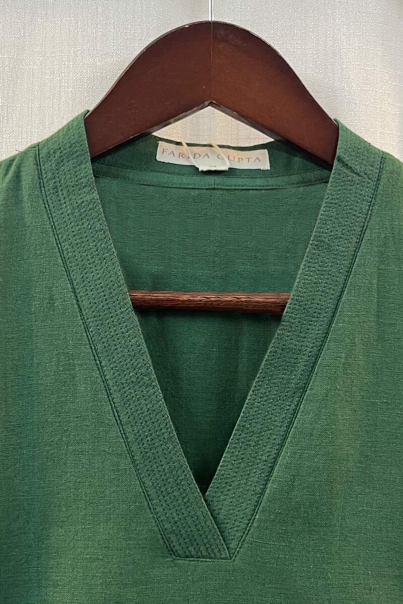 Green Handcrafted Straight Handloom Cotton Kurta