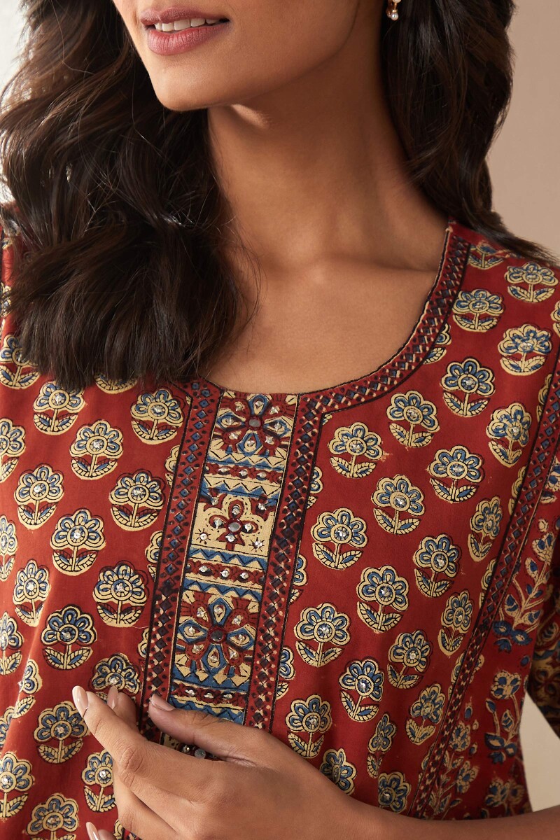 Bagru Hand Block-Printed Cotton Kaftan