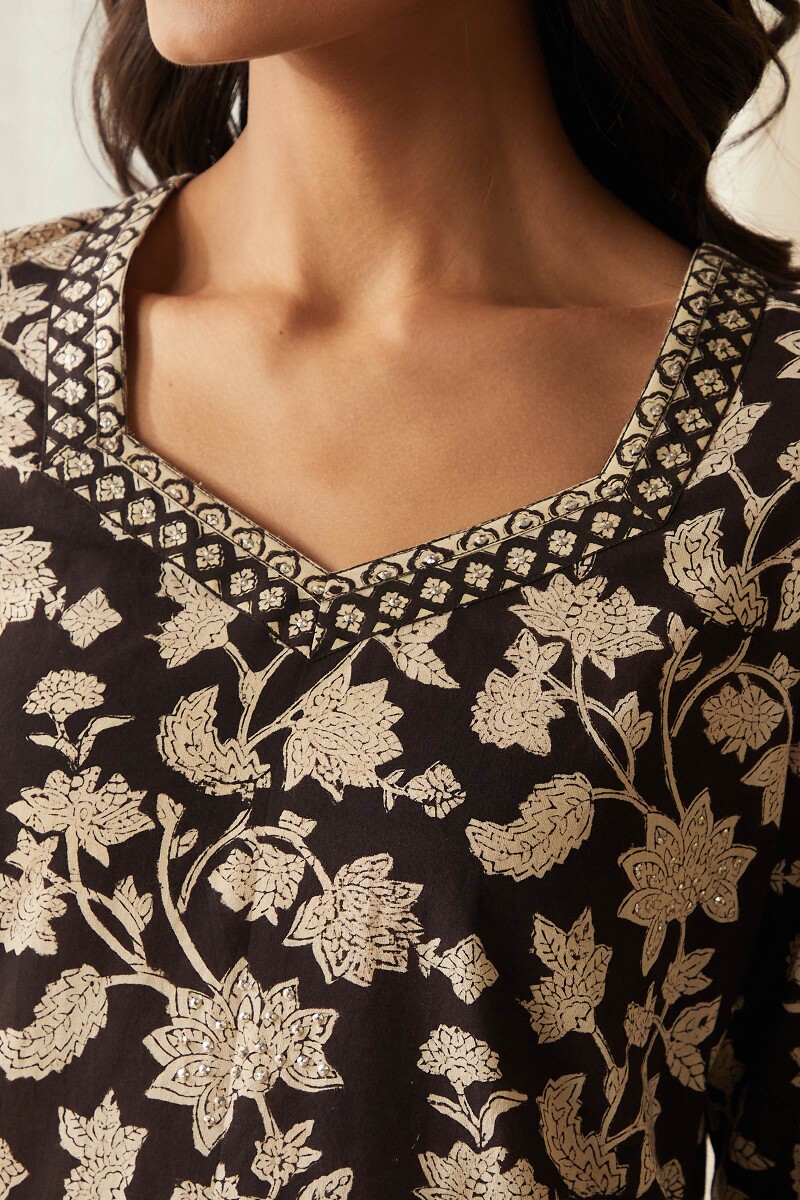 Bagru Hand Block-Printed Straight Cotton Kurta