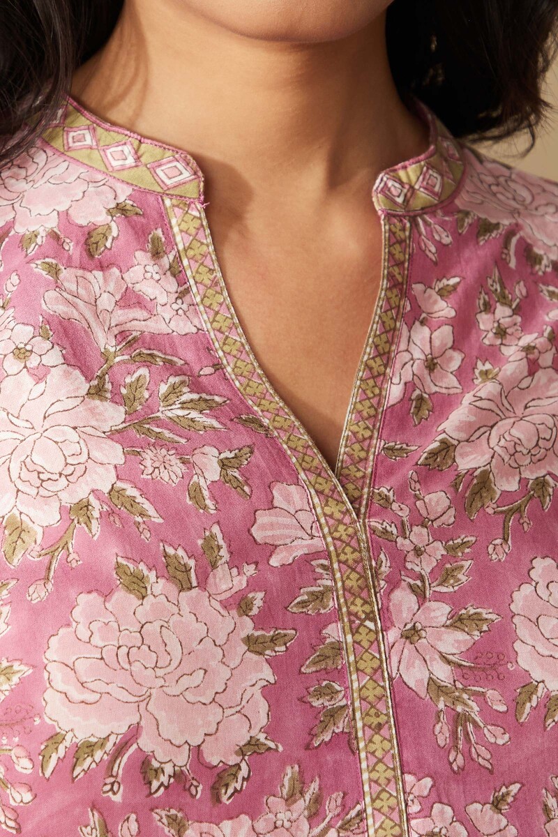 Pink Hand Block-Printed Cotton Loungewear Set