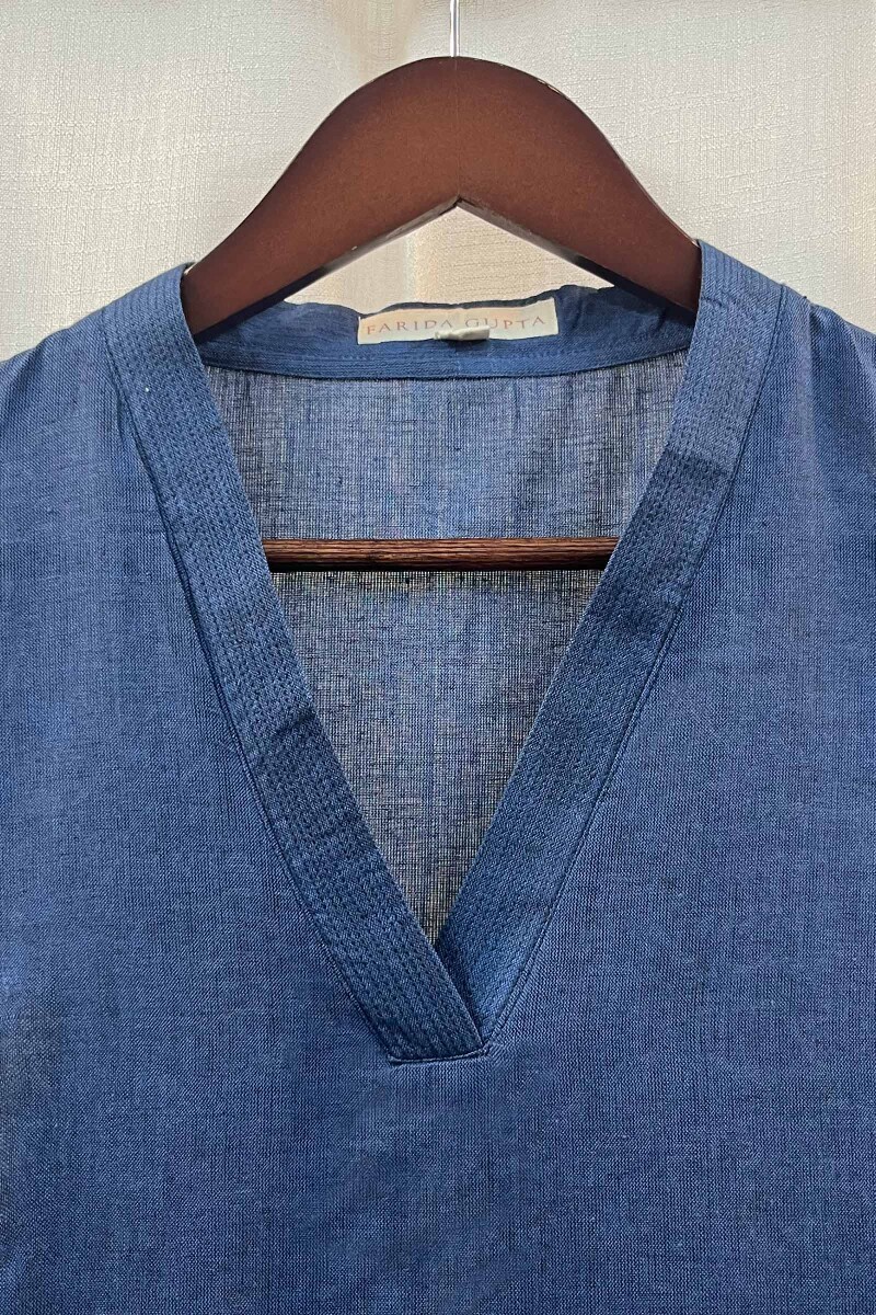 Indigo Handcrafted Straight Handloom Cotton Kurta