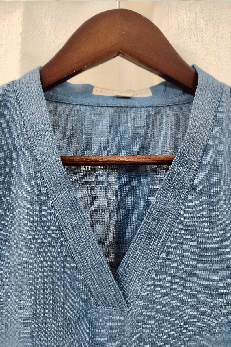 Blue Handcrafted Straight Handloom Cotton Kurta