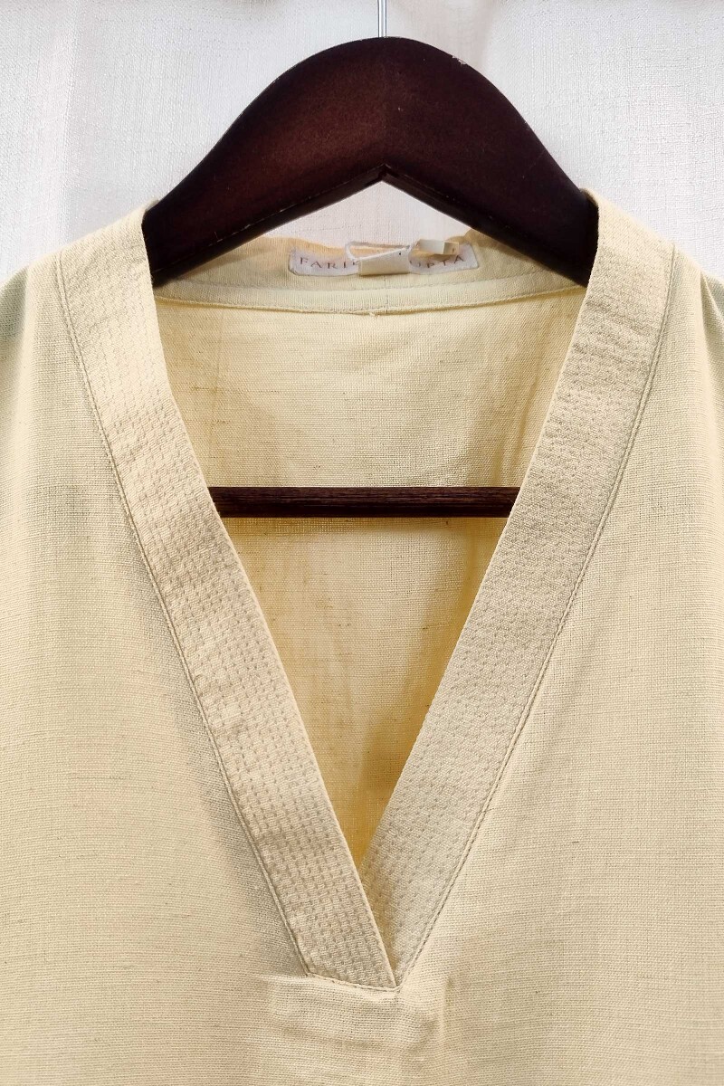 Yellow Handcrafted Straight Handloom Cotton Kurta
