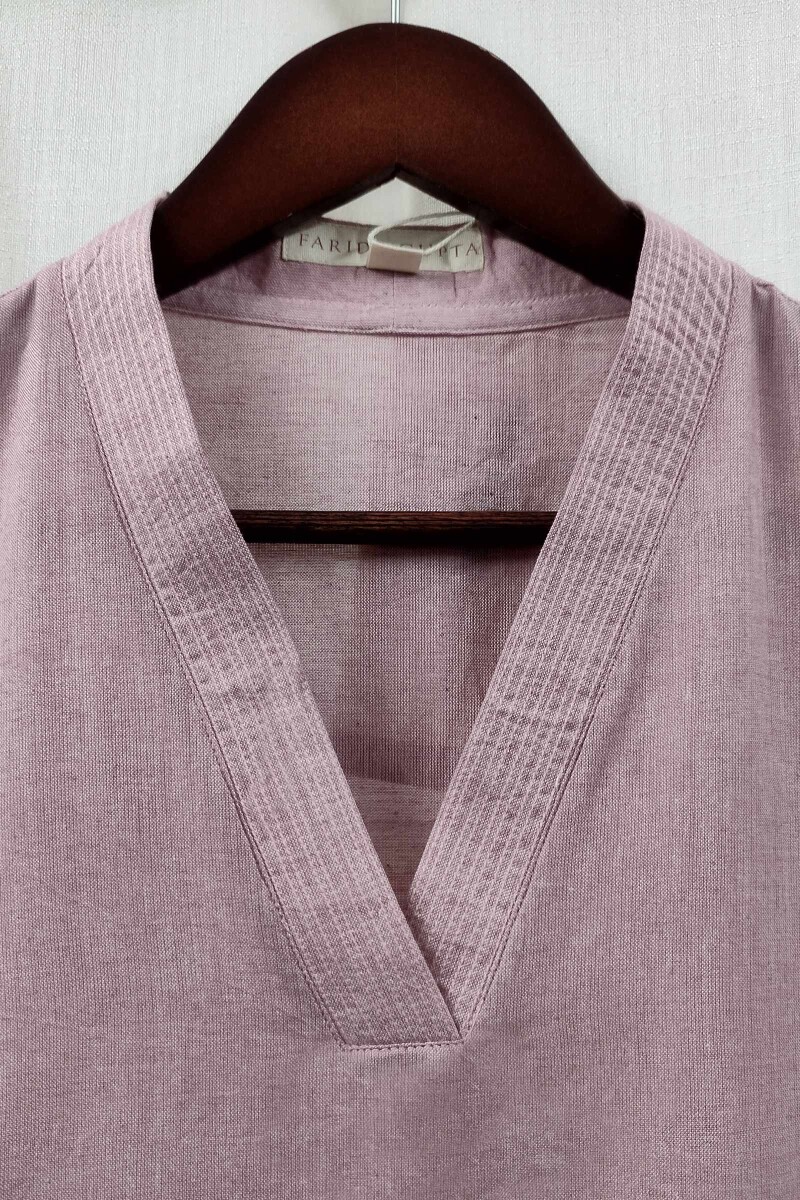 Pink Handcrafted Straight Handloom Cotton Kurta