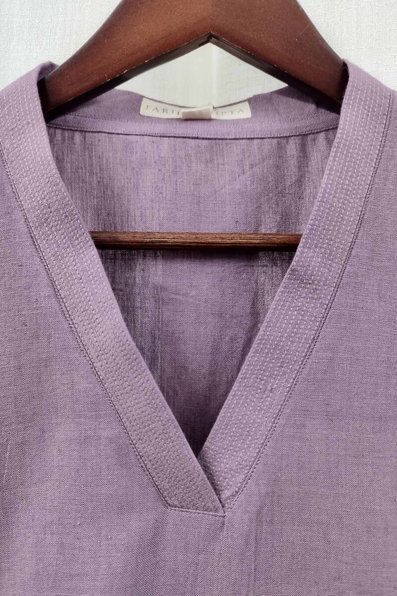 Purple Handcrafted Straight Handloom Cotton Kurta