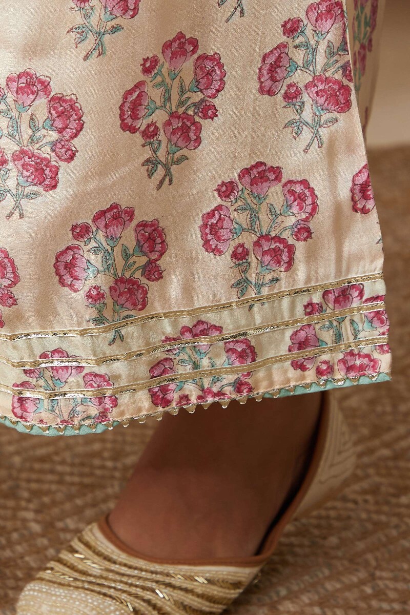 Off-White Hand Block-Printed Modal Palazzo